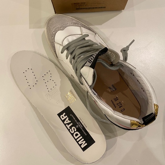Golden Goose Midstar Sneaker White/Gold sz 38 NIB - Picture 8 of 9